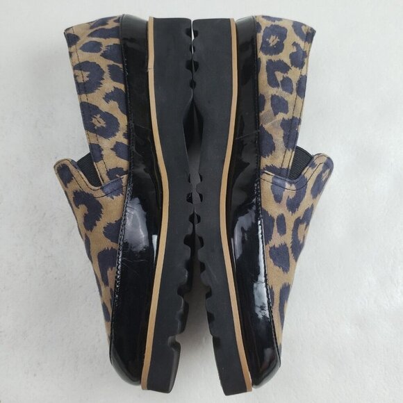Donald Pliner Conner Leopard Loafer Womens 6.5 Black Leather Slip On Flat Shoe - Picture 5 of 9